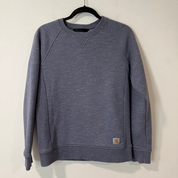 Carhartt Womens  Relaxed Fit Midweight Crewneck Block Logo Sweatshirt Blue Small - Picture 1 of 8